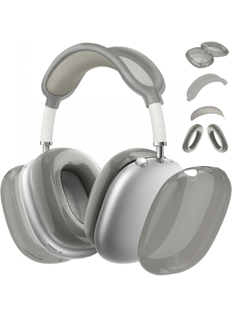 4 in 1 Case Cover for AirPods Max Headphones,Anti-Scratch Ear Pad Case Cover/Ear Cups Cover/Headband Cover/Top Pad Protector,for AirPods Max. Clear Soft Silicone,Skin Scratch Proof. (Clear Black) - Image 1