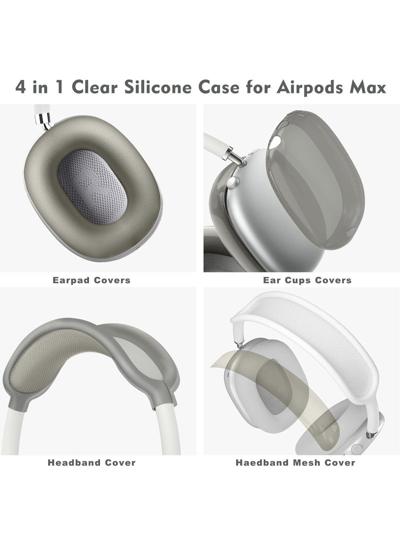 4 in 1 Case Cover for AirPods Max Headphones,Anti-Scratch Ear Pad Case Cover/Ear Cups Cover/Headband Cover/Top Pad Protector,for AirPods Max. Clear Soft Silicone,Skin Scratch Proof. (Clear Black) - Image 3