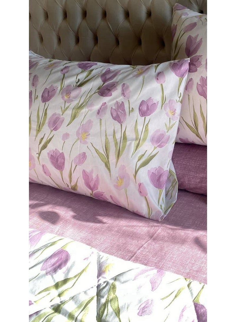 Amreya 4-Piece Bed Sheet Set – Large 260×240 cm in Elegant Pink-Purple Color - Image 1