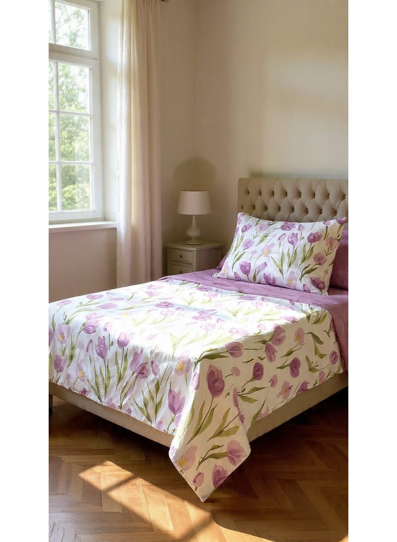 Amreya 4-Piece Bed Sheet Set – Large 260×240 cm in Elegant Pink-Purple Color - Image 2
