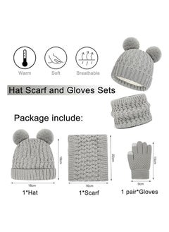 Kids Winter Beanie Hat Scarf and Touchscreen Gloves Set, Fleece Lining Beanie Hat Knit Gloves Neck Warmer for Children 2-8, Grey - pzsku/Z42AACE9F886867E568CEZ/45/_/1717030951/5869aed7-2317-47aa-856c-648a8000e684