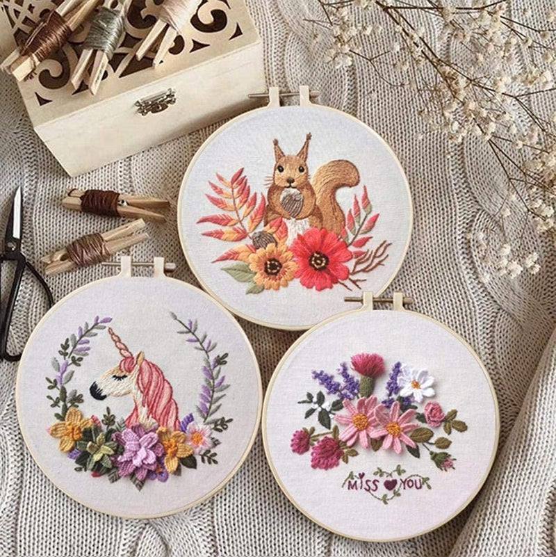 MALKAS BOUTIQUE Round Wooden Embroidery Hoop Frame with Rust-Free Plastic Covered Metal Screw for Better Adjustment, Used for Crafting, Punch Needle Set for Embroidery, 5 Pcs Combo (8 Inch) - Image 5