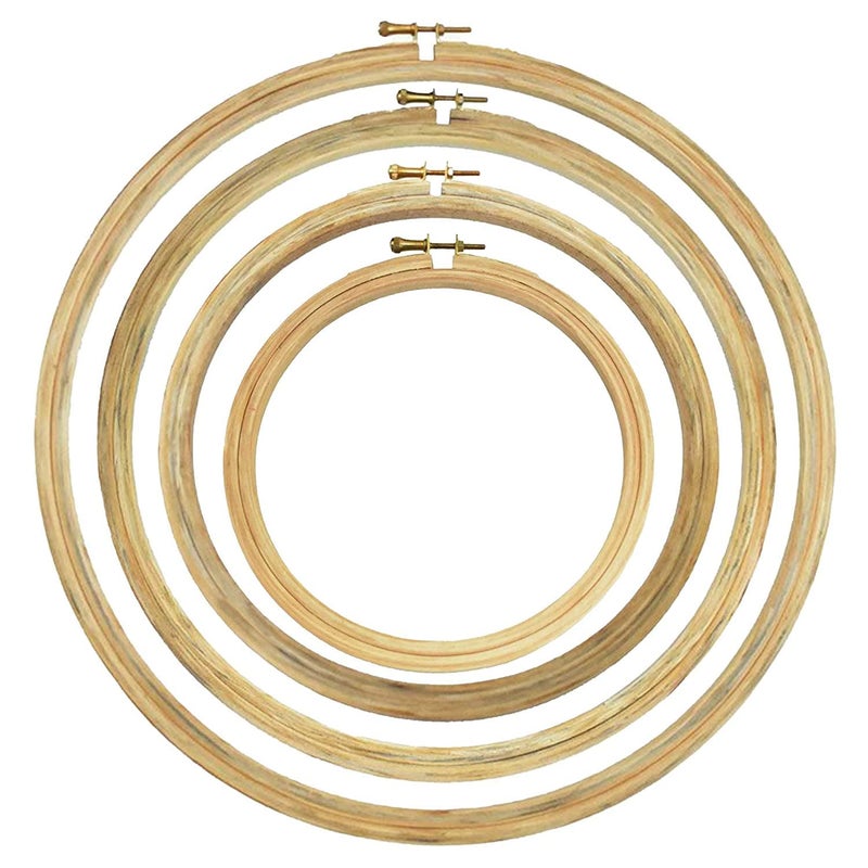 MALKAS BOUTIQUE Round Wooden Embroidery Hoop Frame with Rust-Free Plastic Covered Metal Screw for Better Adjustment, Used for Crafting, Punch Needle Set for Embroidery, 5 Pcs Combo (8 Inch) - Image 2