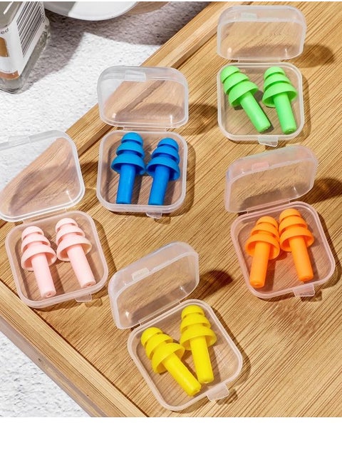 Reusable Silicone Ear Plugs, Waterproof Hypoallergenic Noise Reduction Earplugs for Hearing Protection, Suitable for Sleeping, Snoring, Swimming, Concerts 5 Boxes