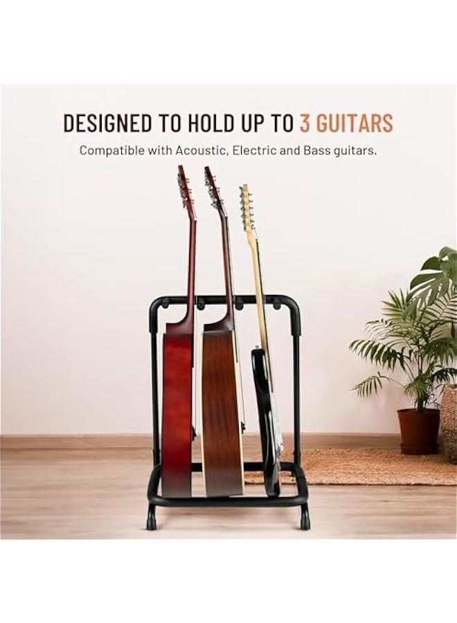 Beauenty Multi Guitar Rack: Acoustic Guitar Display Rack 5 Holder Thick Padding Guitar Rack Holder Floor Stand for Classical Acoustic Electric Guitars and Bass CY0345 (3 Guitars)  - Image 2