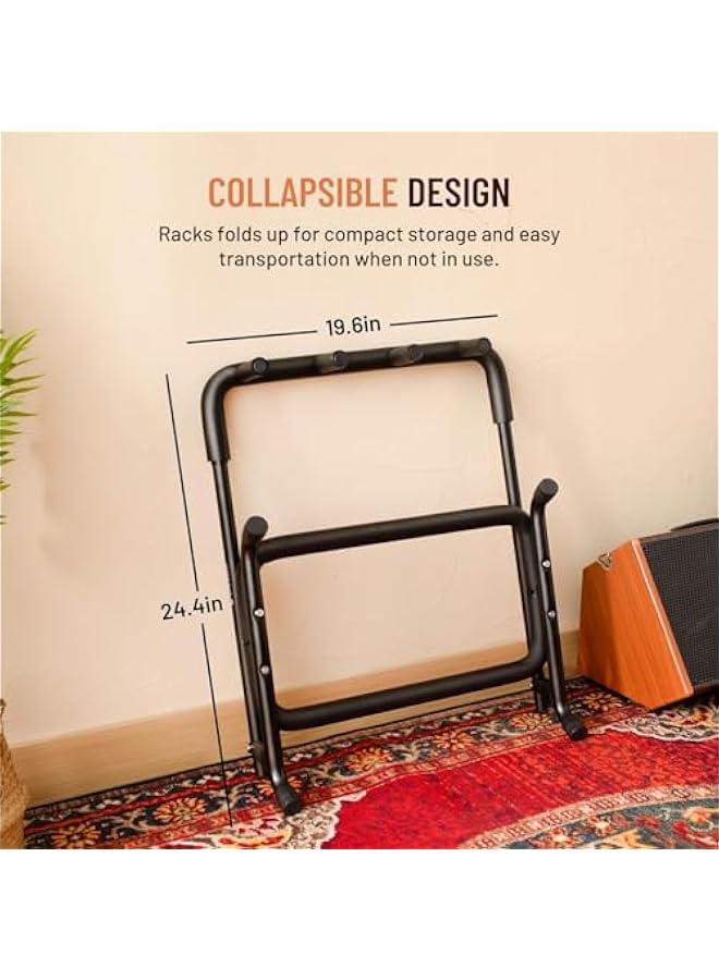 Beauenty Multi Guitar Rack: Acoustic Guitar Display Rack 5 Holder Thick Padding Guitar Rack Holder Floor Stand for Classical Acoustic Electric Guitars and Bass CY0345 (3 Guitars)  - Image 3