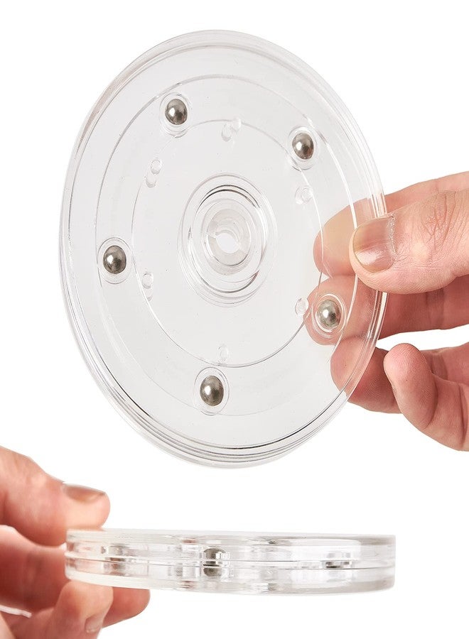 HSTECH 2 Pack 4" Lazy Susan Turntable Acrylic Ball Bearing Rotating Tray for Spice Rack Table Cake Kitchen Pantry Decorating TV Laptop Computer Monitor - Image 3