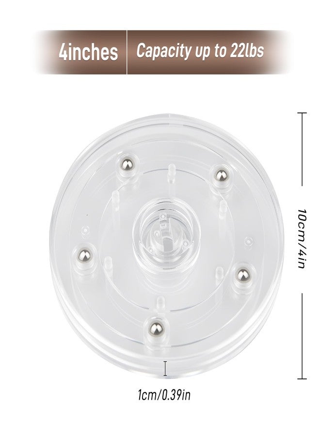 HSTECH 2 Pack 4" Lazy Susan Turntable Acrylic Ball Bearing Rotating Tray for Spice Rack Table Cake Kitchen Pantry Decorating TV Laptop Computer Monitor - Image 2