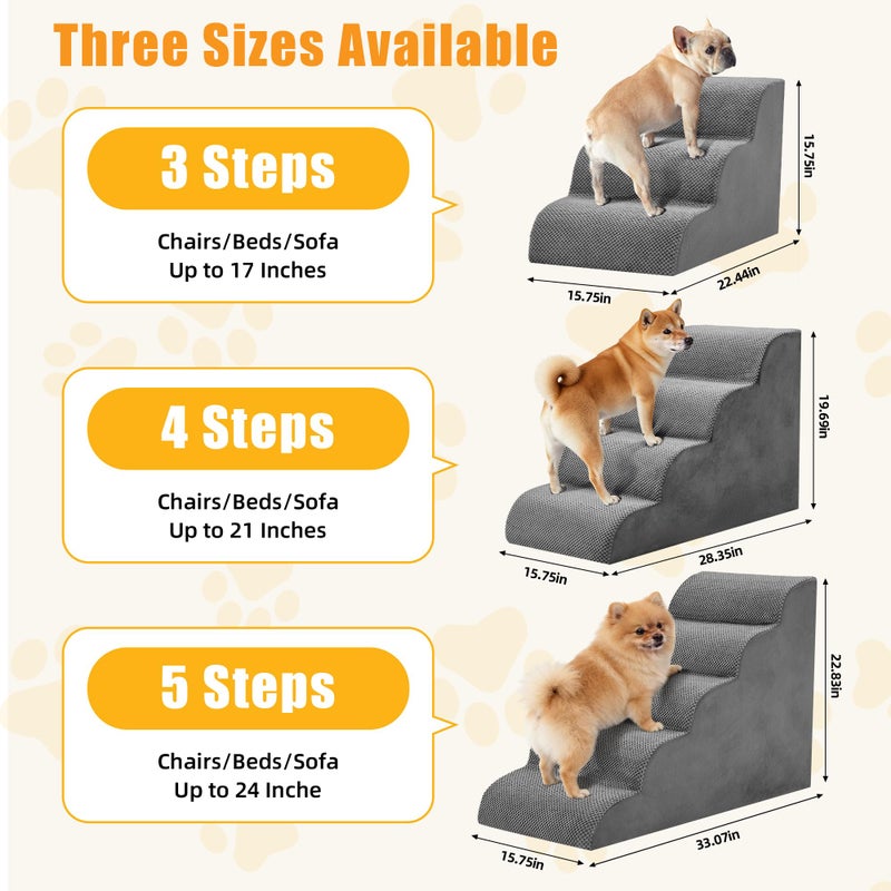 NEWBULIG 4-Step Dog Stairs, 20" H Dog Steps for Sofa and Chair, Non-Slip Sturdy Pet Steps for Small Dogs and Cats, Pet Ramp for High Bed Indoor - Image 3