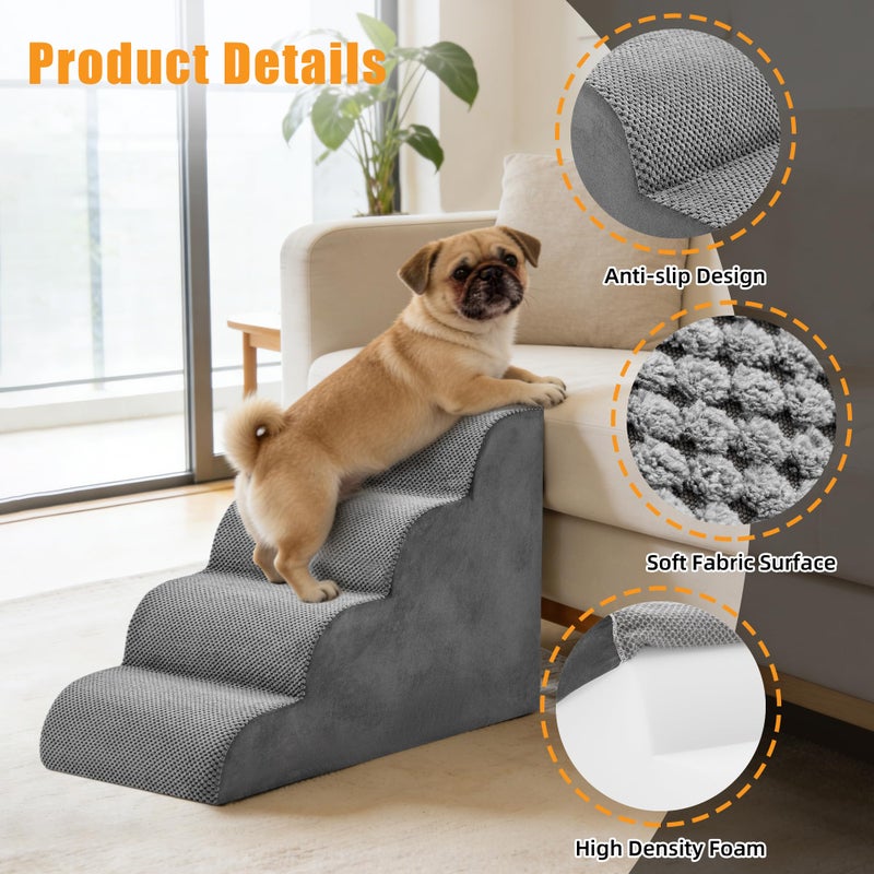 NEWBULIG 4-Step Dog Stairs, 20" H Dog Steps for Sofa and Chair, Non-Slip Sturdy Pet Steps for Small Dogs and Cats, Pet Ramp for High Bed Indoor - Image 5