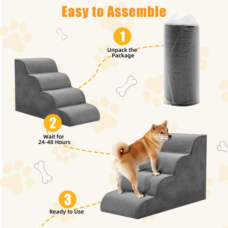 NEWBULIG 4-Step Dog Stairs, 20" H Dog Steps for Sofa and Chair, Non-Slip Sturdy Pet Steps for Small Dogs and Cats, Pet Ramp for High Bed Indoor - Image 4