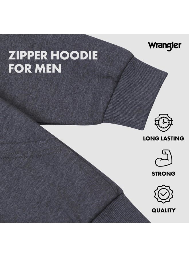 Wrangler Mens Hoodies Big and Tall Thermal Lined Hoodies for Men Zip Up Mens Sweatshirt Charcoal Heather/Black - Image 5