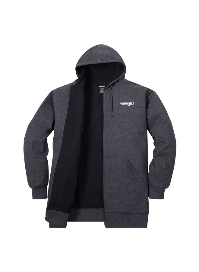 Wrangler Mens Hoodies Big and Tall Thermal Lined Hoodies for Men Zip Up Mens Sweatshirt Charcoal Heather/Black - Image 1