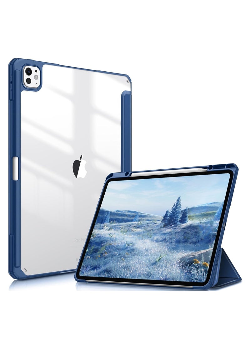 Case Compatible with iPad Air 13 Inch (M2) 2024 Case, Smart Slim Folio Stand Auto Sleep/Wake Cover, with Pencil Slot, Clear Transparent Back Shell for iPad Air 13 Inch (blue)  - Image 1