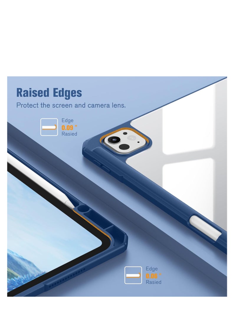 Case Compatible with iPad Air 13 Inch (M2) 2024 Case, Smart Slim Folio Stand Auto Sleep/Wake Cover, with Pencil Slot, Clear Transparent Back Shell for iPad Air 13 Inch (blue)  - Image 2