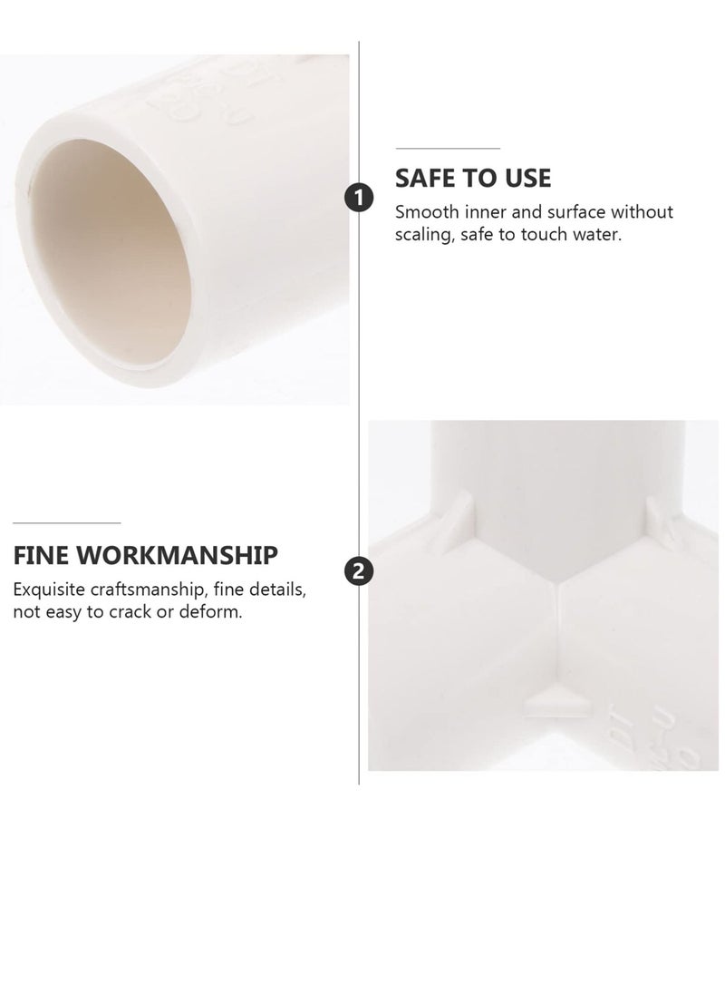 Y&D - 3 Way PVC Fitting Elbow, 8Pcs Water Pipe Adapters Corner, Connectors Accessories Connection Joints for DIY Shelf Garden Support Structure White - Image 1