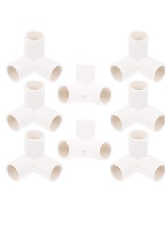 3 Way PVC Fitting Elbow, 8Pcs Water Pipe Adapters Corner, Connectors Accessories Connection Joints for DIY Shelf Garden Support Structure White