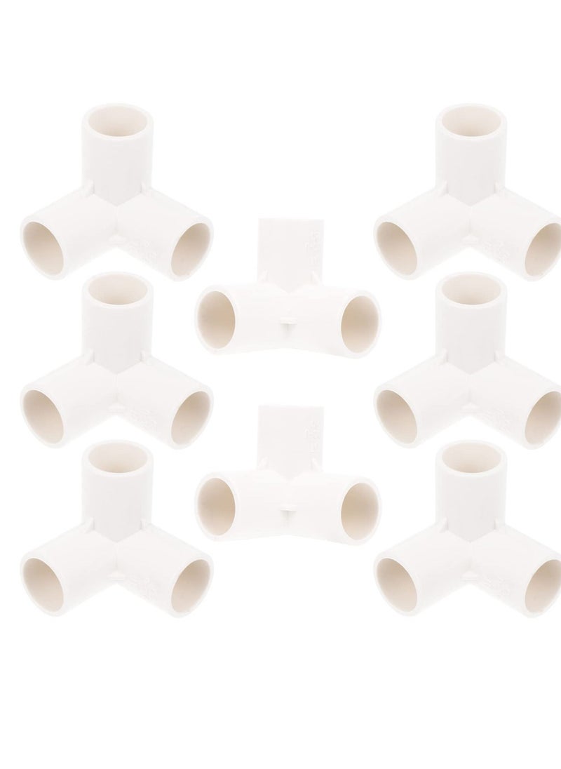Y&D - 3 Way PVC Fitting Elbow, 8Pcs Water Pipe Adapters Corner, Connectors Accessories Connection Joints for DIY Shelf Garden Support Structure White - Image 1