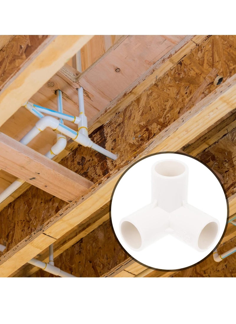 Y&D - 3 Way PVC Fitting Elbow, 8Pcs Water Pipe Adapters Corner, Connectors Accessories Connection Joints for DIY Shelf Garden Support Structure White - Image 1