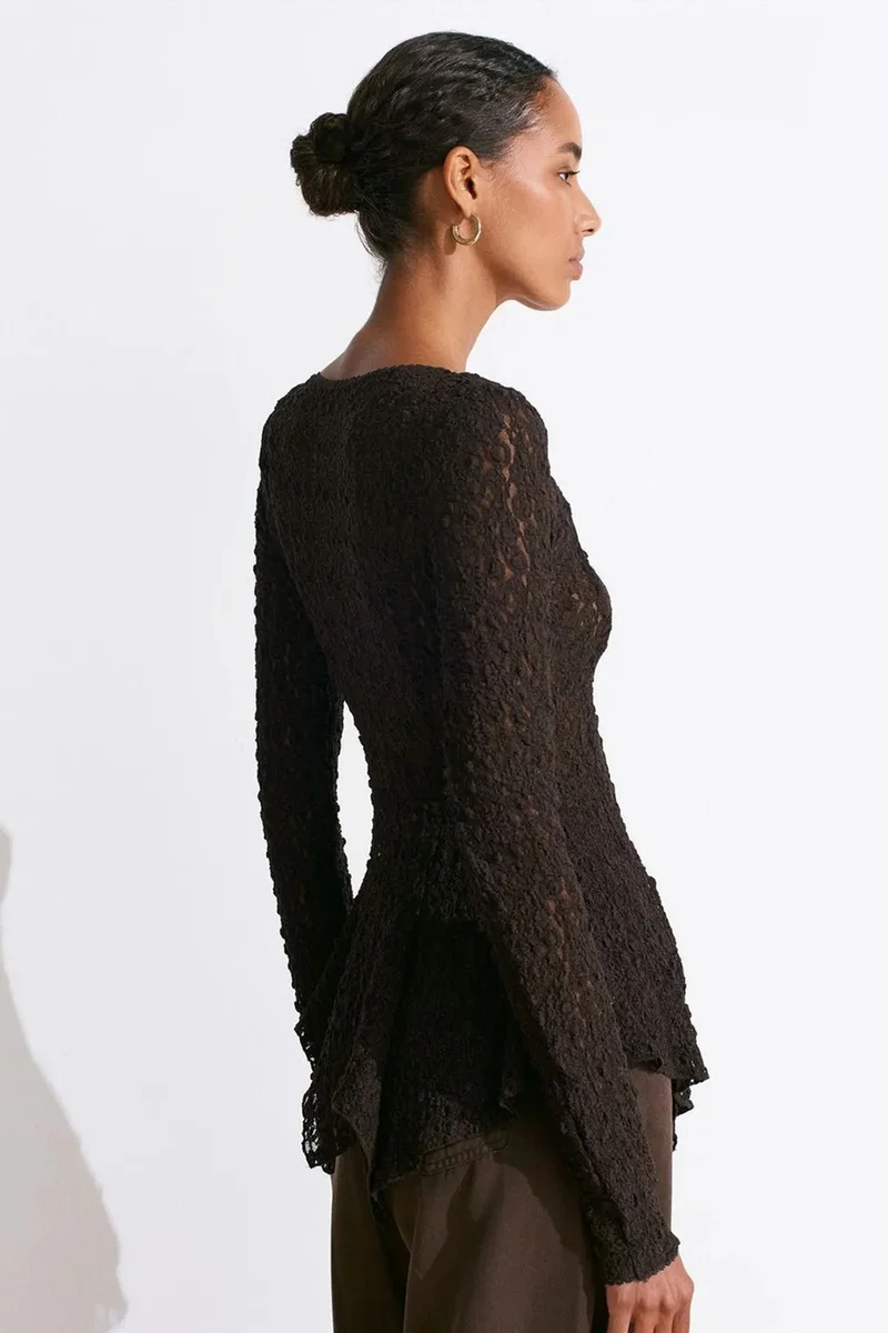 Dilvin Black DILVIN Lace V-Neck Button Cardigan for Women | Best Price UAE