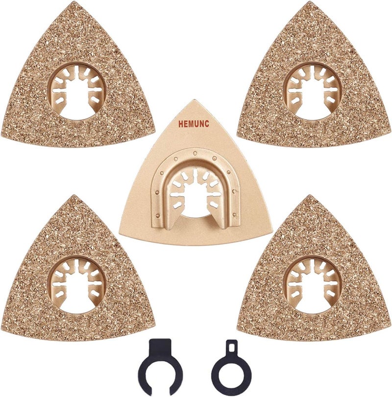 HEMUNC Oscillating Tool Blades, 5pcs Universal Triangle Carbide Oscillating Multitool Saw Blades Accessories kit - Image 1