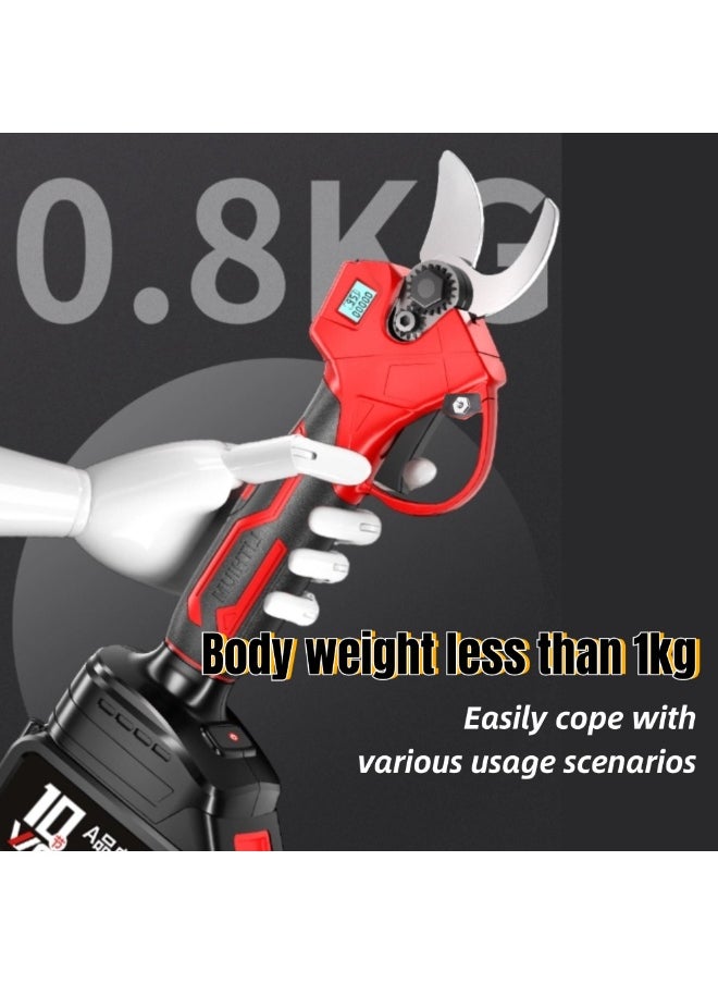 GearZone - Cordless Pruning Shears, Electric Pruner with 2PCS Batteries, Tool Box, 2PCS Replacement Cutting Blades, 25 and 30mm Cutting Diameter, LCD Display Screen, Red Color - Image 1