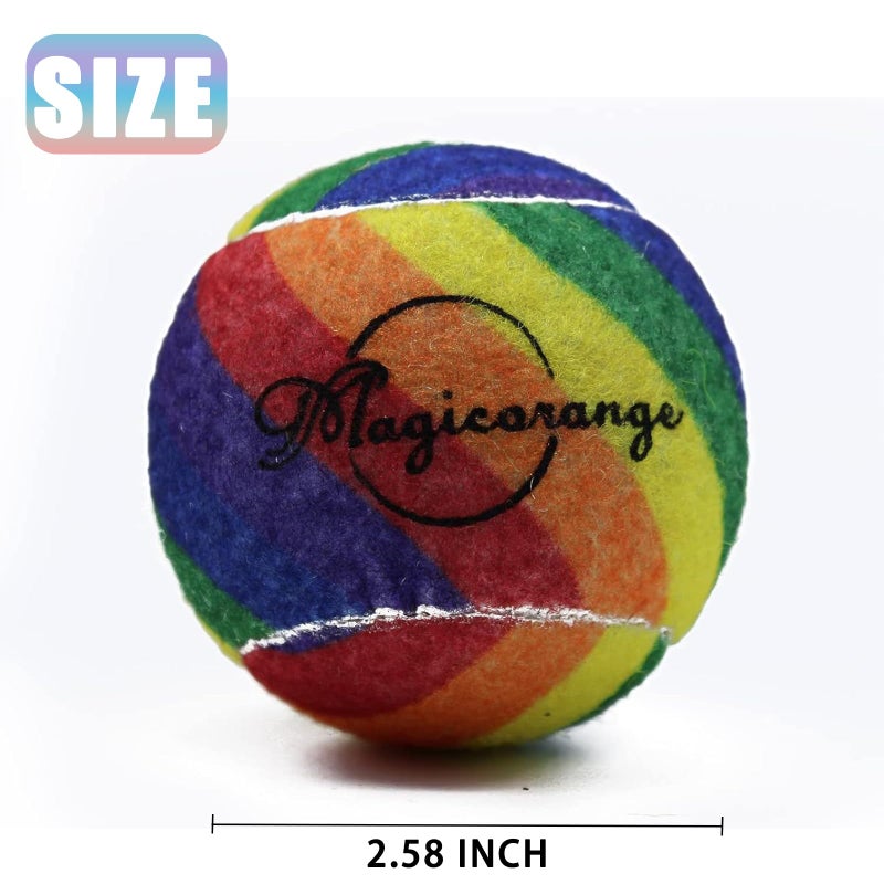 Magicorange كرات تنس ماجيك أورانج، عبوة 12 كرة تدريب متقدمة، كرات ممارسة، كرات للعب الكلاب، تأتي مع حقيبة شبكية للنقل السهل، جيدة لتدريب المبتدئين (قوس قزح) - Image 2