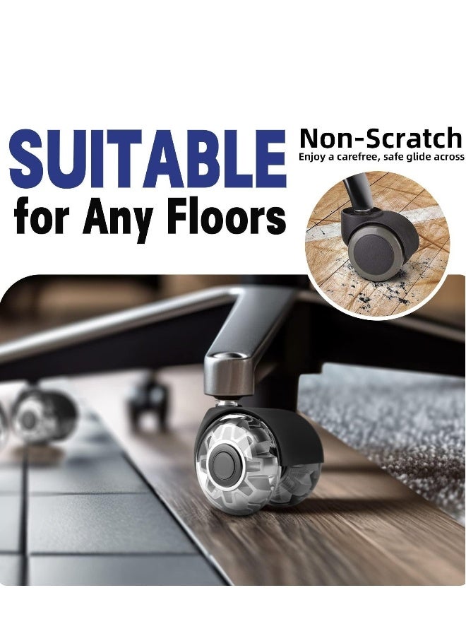 Office Chair Caster Wheels, Set of 5, 2 in Double casters, Twin Ball Bearing Replacement Computer Desk Chair Wheel, Heavy Duty Rubber Caster Smooth Quiet Rolling Safe Protection for All Floors - Image 2