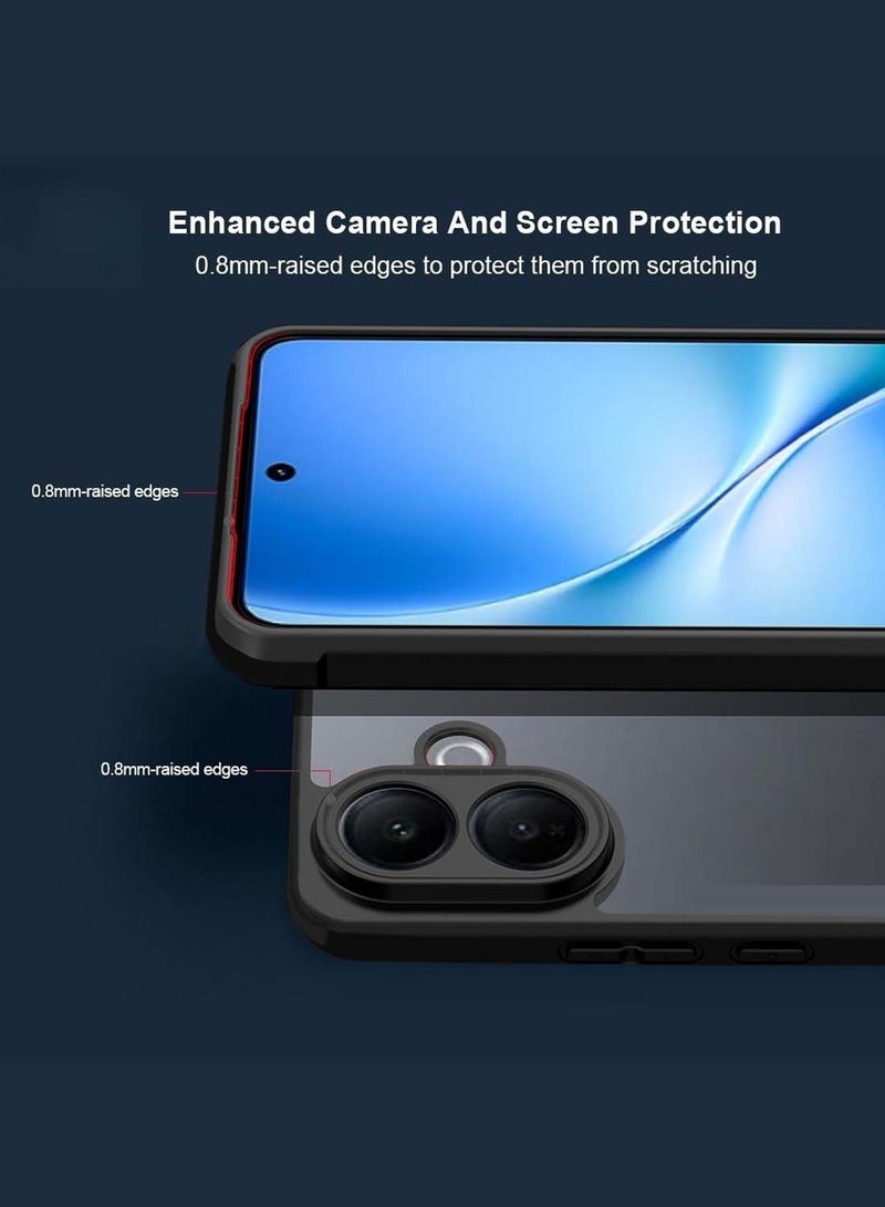 دبليو تيك غطاء حماية رقيق للجوال vivo V60 Lite 5G 2025 مصنوع من سيليكون TPU هجين مع كاميرا مرتفعة (MCAPSA) - شفاف/أسود - Image 3