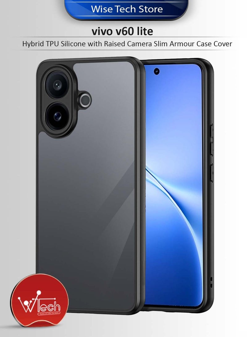 دبليو تيك غطاء حماية رقيق للجوال vivo V60 Lite 5G 2025 مصنوع من سيليكون TPU هجين مع كاميرا مرتفعة (MCAPSA) - شفاف/أسود - Image 1