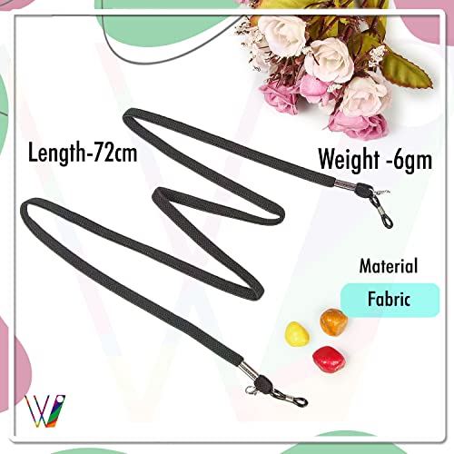 VIVID vision Unisex Adult Fabric Eyeglass Holder Strap Cord | New Chain Adjust on Sunglasses | Anti-slip Retainer Lanyard String Eyewear Frame | CH-223 | Black - Image 2