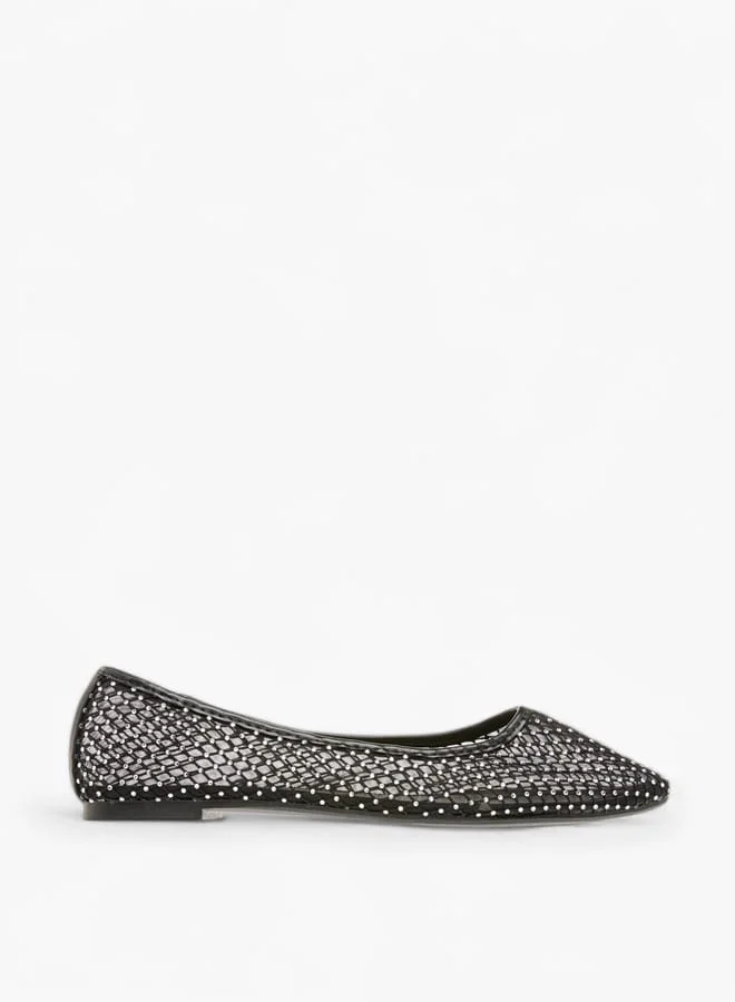 فلورا بيلا من شو إكسبرس Women's Stud Embellished Slip-On Ballerina Shoes