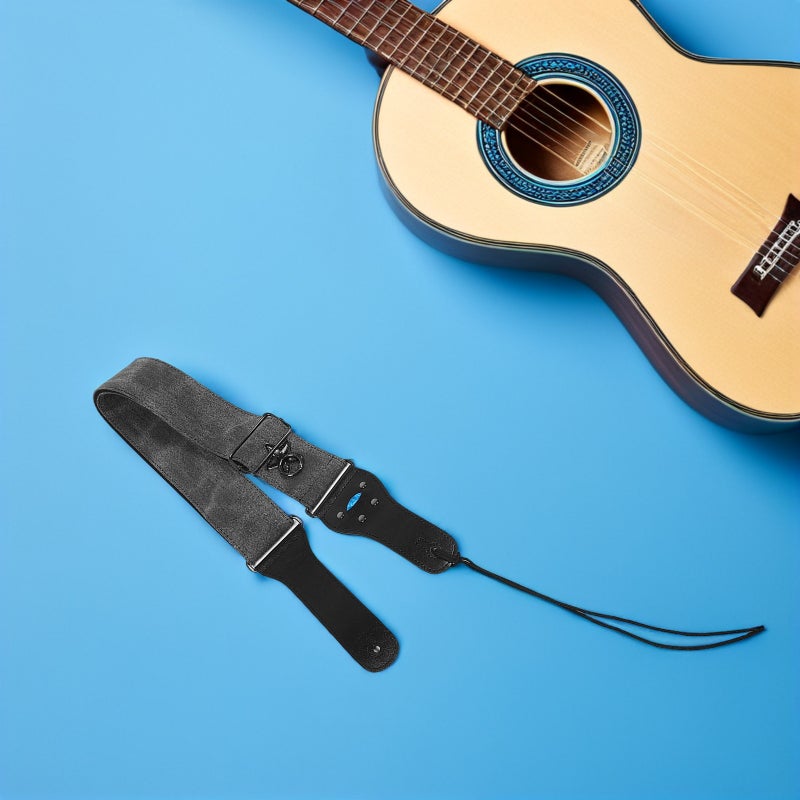 🎸 حزام غيتار أسود مبطن بطبقة مزدوجة واسعة للراحة للغيتار الكهربائي والأكوستيك والبايس - Image 4