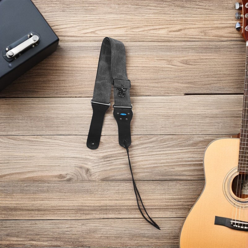 🎸 حزام غيتار أسود مبطن بطبقة مزدوجة واسعة للراحة للغيتار الكهربائي والأكوستيك والبايس - Image 3