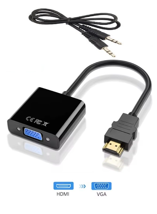 Bright HDMI to VGA Adapter, HDMI Male to VGA Female Cable + Audio Output, 25cm - Image 1