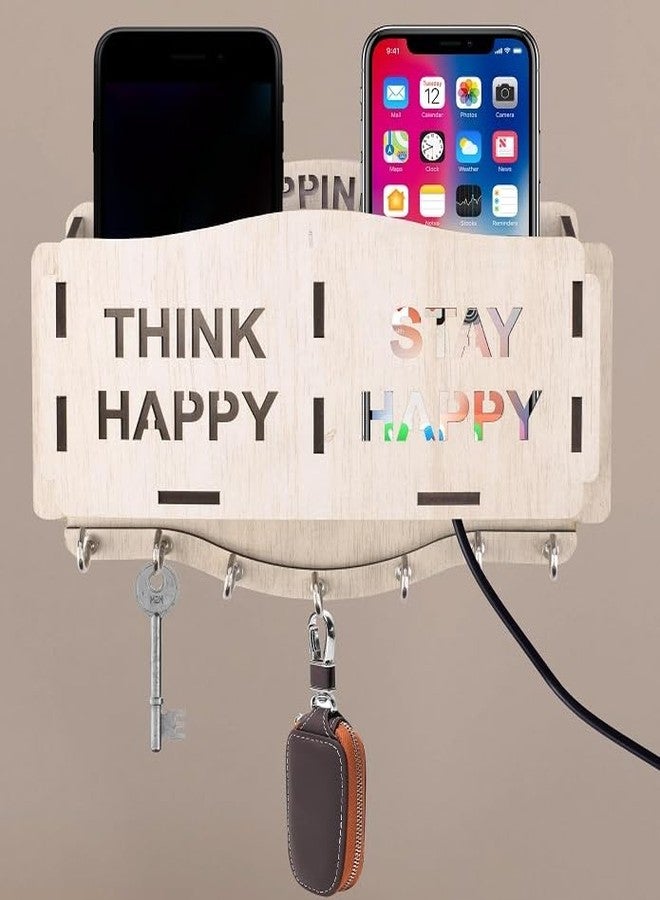 HOSTK Wooden Key Holder for Wall | Design Key Hanger With Mobile and Pen Holder | Flower-Shaped Wall-Mounted Key Chain Organizer (Pen Holder 2) - Image 3