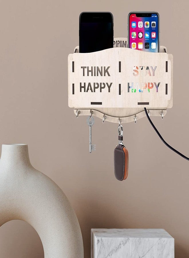 HOSTK Wooden Key Holder for Wall | Design Key Hanger With Mobile and Pen Holder | Flower-Shaped Wall-Mounted Key Chain Organizer (Pen Holder 2) - Image 4