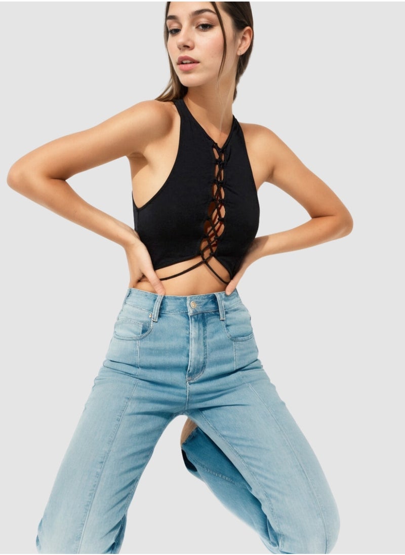STYCHED - Drawstring Tie Up Top - Image 1