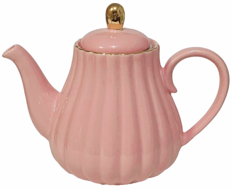 Eplze YBK Tech Strengthen Porcelain Teapot 31oz Coffee Pot Ceramic Teapot Stripe Design Pink 