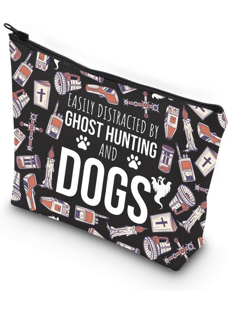 WCGXKO - WCGXKO Ghost Hunting Gift Ghost Hunting Gift Paranormal Gift Easily Distracted By Ghost Hunting And Dogs Zipper Pouch Makeup Bag (HUNTING AND DOGS) - Image 1