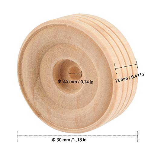 ZEONHAK 200 Pack Wooden Wheels Craft Bulk, Mini Wood Wheels Treaded Style, 1-1/5 Inch Diameter Wood Small Wheels Crafts for DIY Model Cars, 1/2 Inch Thick - Image 2