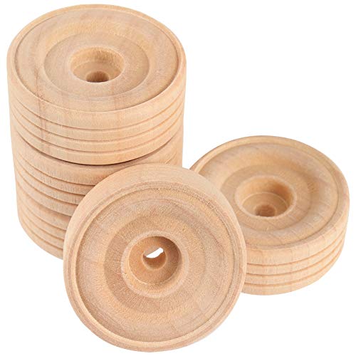 ZEONHAK 200 Pack Wooden Wheels Craft Bulk, Mini Wood Wheels Treaded Style, 1-1/5 Inch Diameter Wood Small Wheels Crafts for DIY Model Cars, 1/2 Inch Thick - Image 5