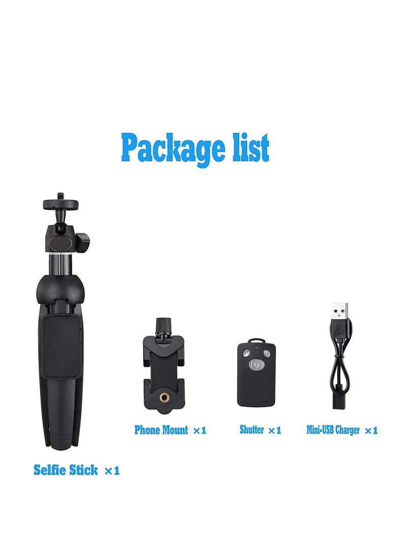 TYCOM - Tycom Selfie Stick For Phone Size 4.5-6.2Inch Extendable Selfie Stick Tripod with Bluetooth Wireless Remote Phone Holder (YT9928 Black) - Image 1