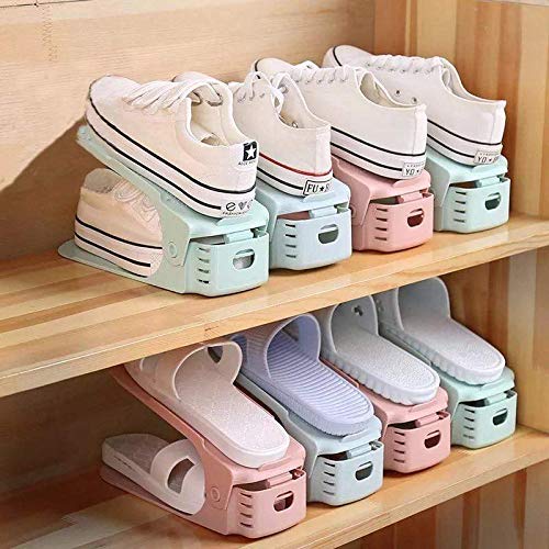 SEASPIRIT Shoe Organizer Vango Creations Plastic Integrated Double Grid Shoes Stacker Space Saver Holder (6) - Image 3