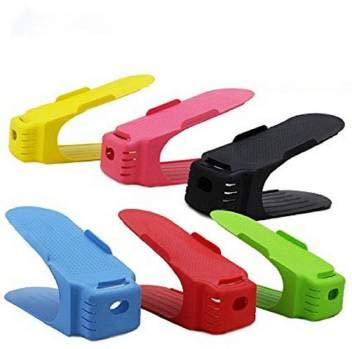 SEASPIRIT Shoe Organizer Vango Creations Plastic Integrated Double Grid Shoes Stacker Space Saver Holder (6) - Image 1