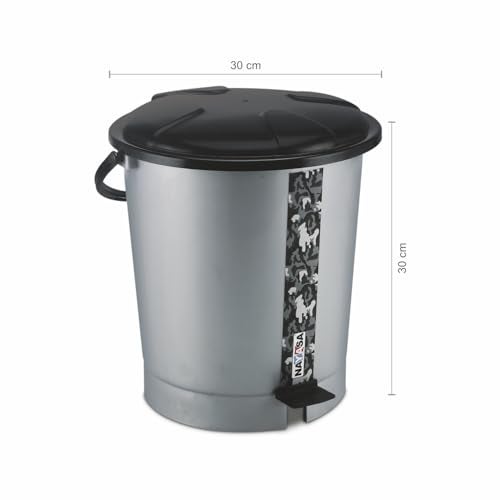 Nayasa Army Pedal Bin- 11.5 Ltrs | Dustbin with Lid | Garbage Waste Bin with Handle | For Kitchen -Bathroom | Strong & Durable | Black - Image 3