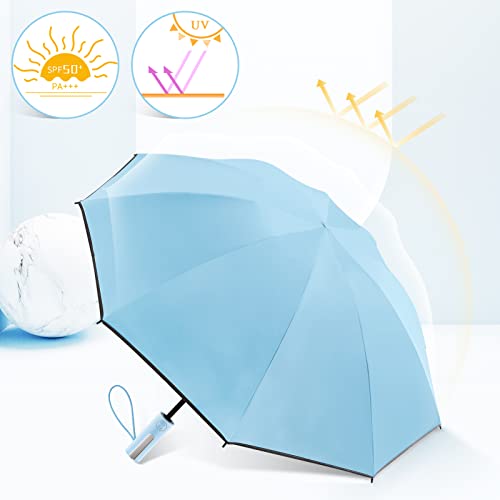 Bodyguard Large Windproof Inverted Umbrellas for Rain & Sun - Travel Folding Compact UPF 50+ Automatic Umbrella with Reflective Stripe, UV Protection For Walking, Sky Blue-46IN - Image 3