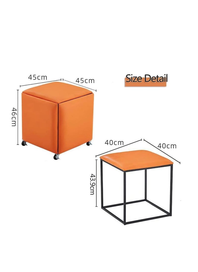 Generic - 5 in 1 Sofa Stool Low Stool Foot Stool Rest Ottoman Shoe Bench Sofa Bench Sofa Stools Square Combination Stool Chair for Home Bedroom (Yellow) - Image 1