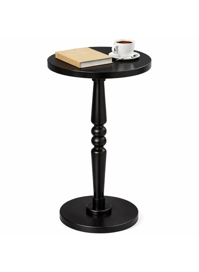 promitop Round Side Table for Livingroom, Bedroom - Small Accent End Table Nightstand with Solid Wood Top and Pedestal Leg - Modern Drink Table for Small Spaces, Corners, Office - Image 1
