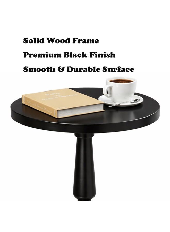 promitop Round Side Table for Livingroom, Bedroom - Small Accent End Table Nightstand with Solid Wood Top and Pedestal Leg - Modern Drink Table for Small Spaces, Corners, Office - Image 2